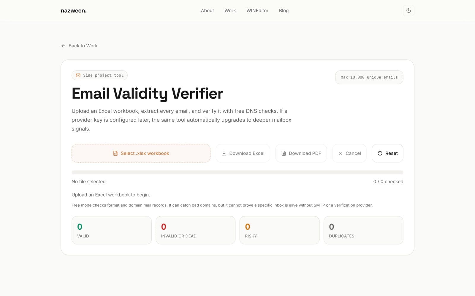 Email Validity Verifier tool